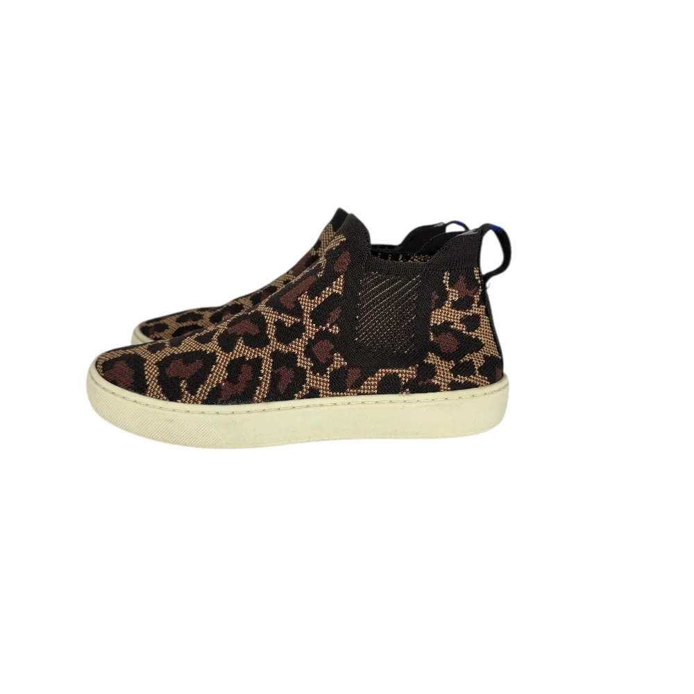 Rothy's The Chelsea Wildcat Ankle Boot Sneakers‎ Pull On Leopard Print Size 5